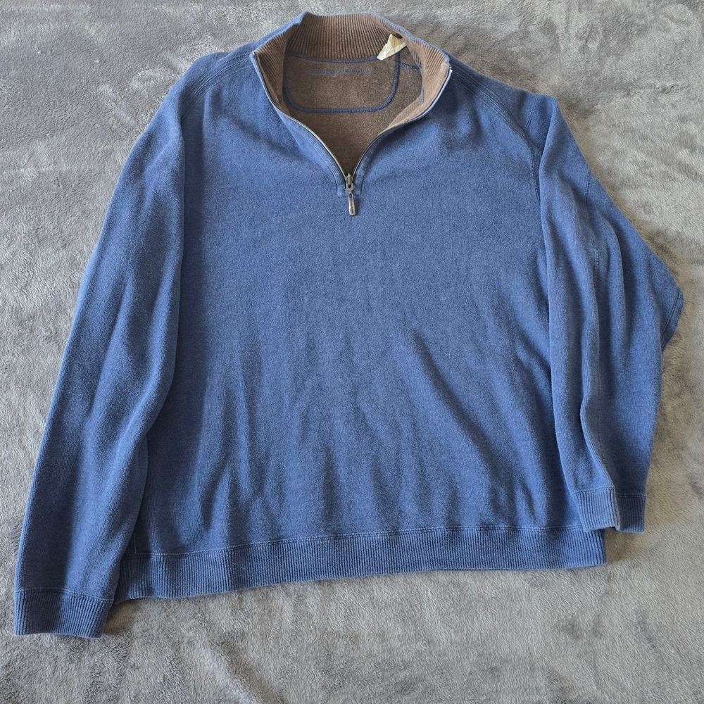 Tommy Bahama Reversible Quarter Zip Pullover Mens 2XL Blue Gray Coastal Comfort - Picture 1 of 16